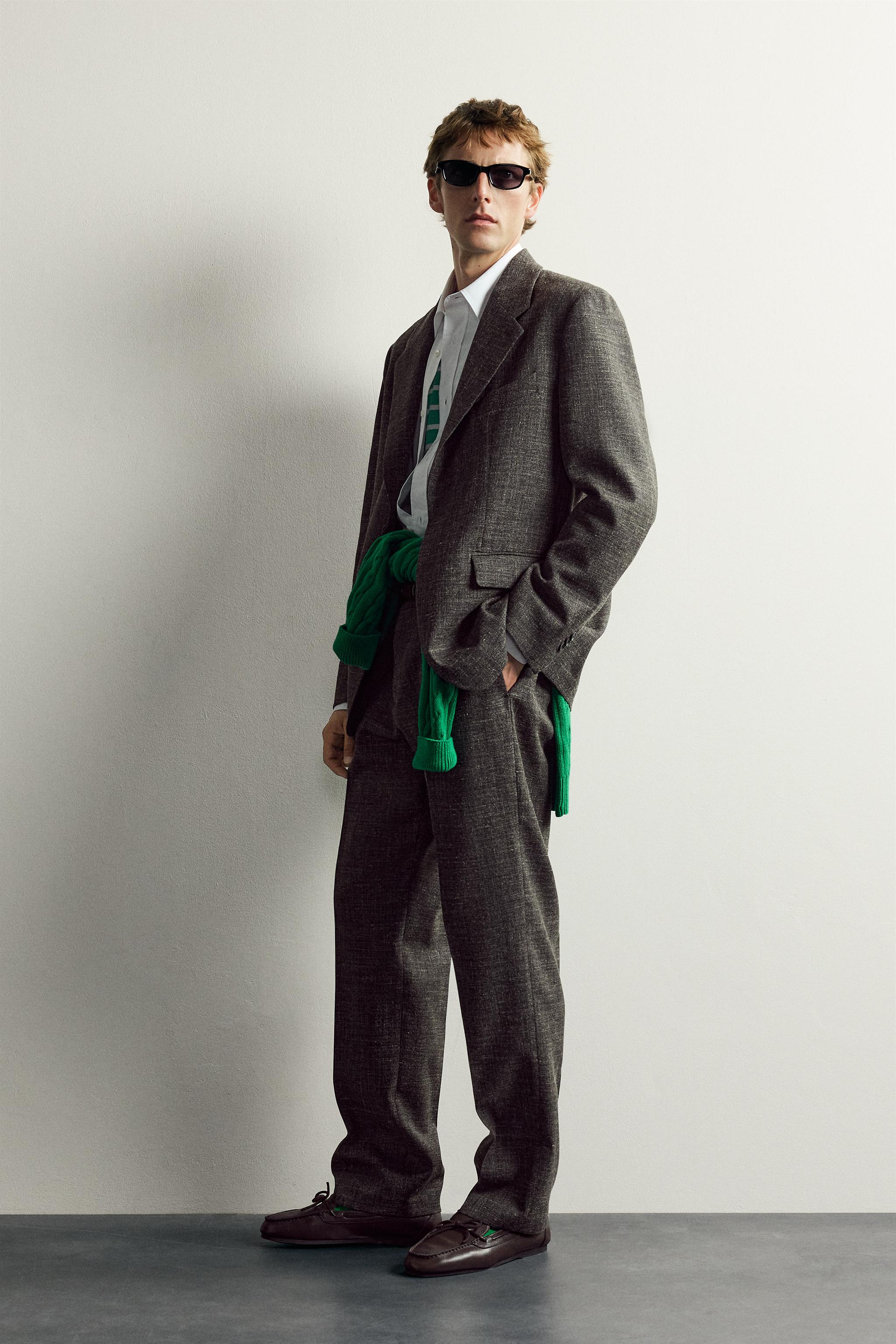 AARON LEVINE X ZARA WOOL-LINEN SUIT BLAZER